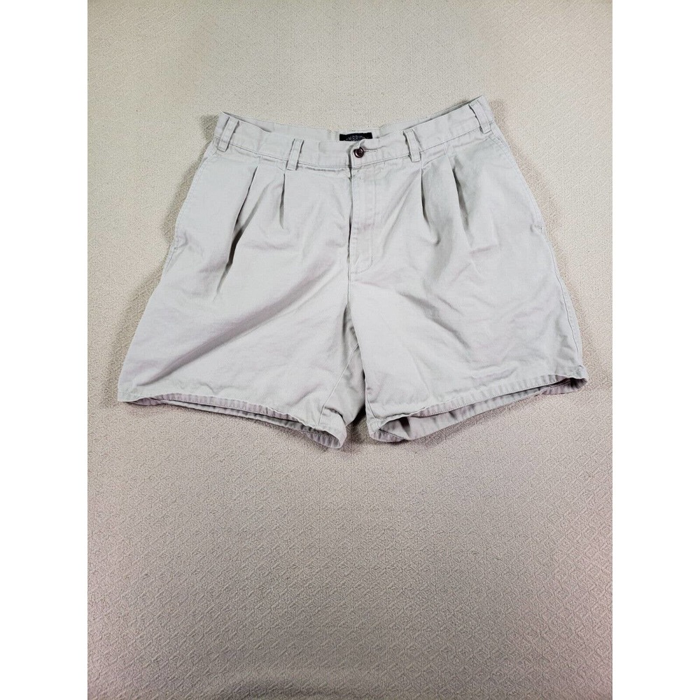 Cambridge Short Mens 34 Pleated Mid Rise Pockets Beige Cotton Golf Sports